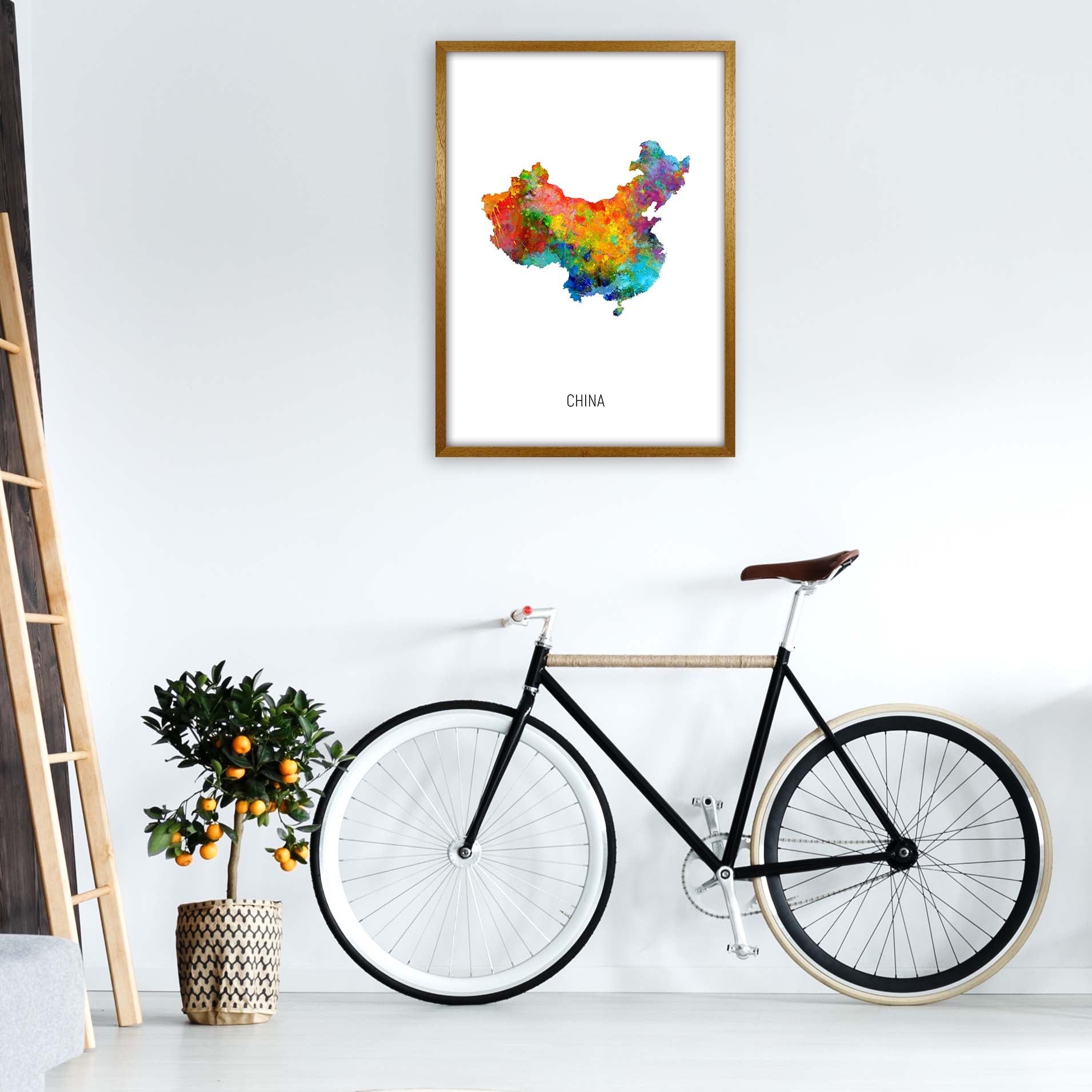 China Watercolour Map Art Print by Michael Tompsett A1 Print Only