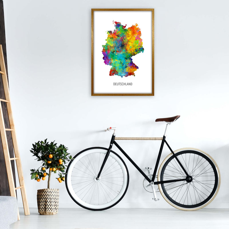 Deutschland Watercolour Map Art Print by Michael Tompsett A1 Print Only
