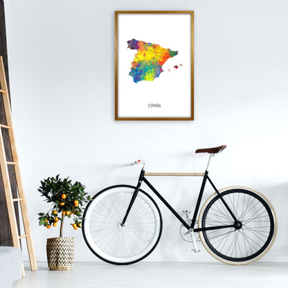 Espana Watercolour Map Art Print by Michael Tompsett A1 Print Only