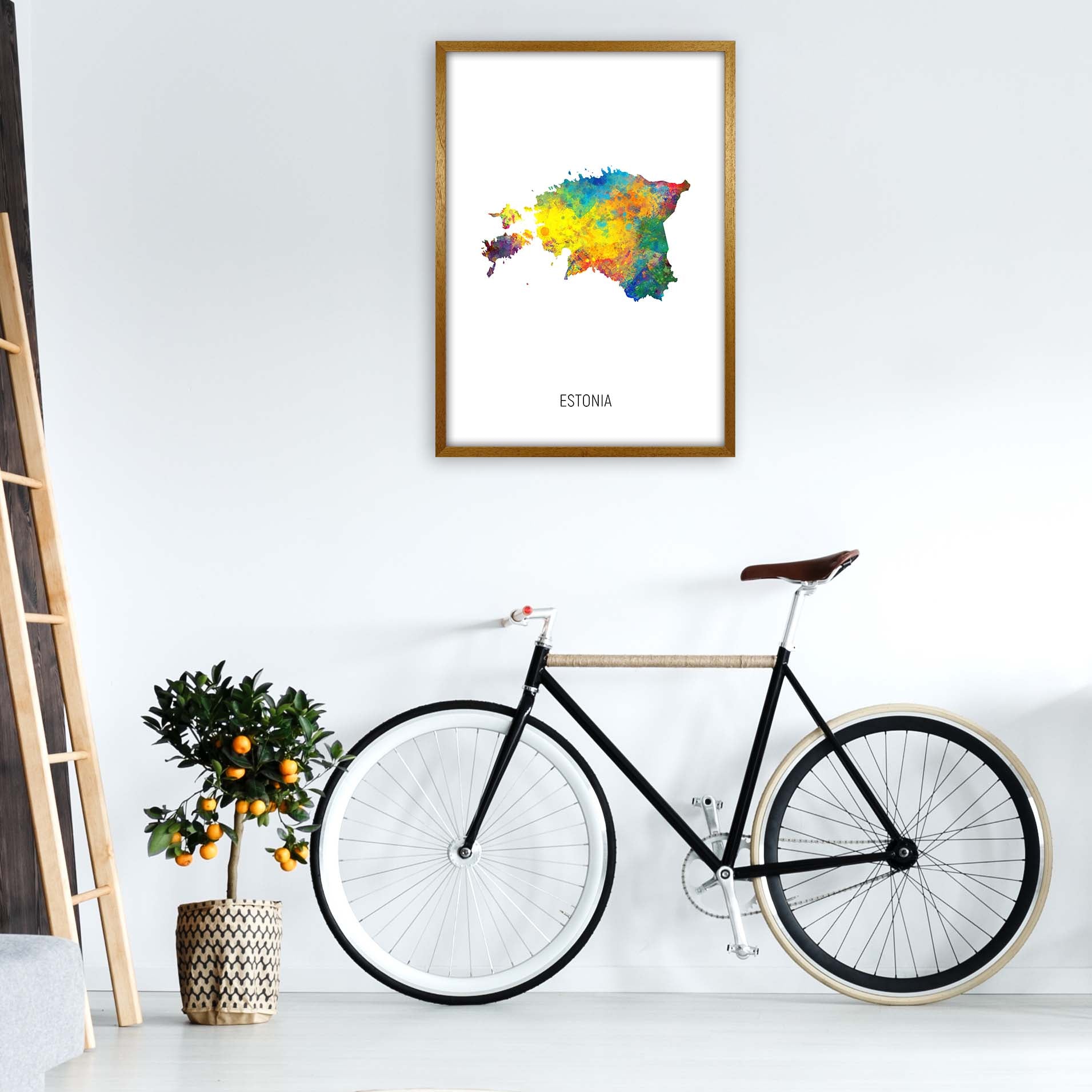 Estonia Watercolour Map Art Print by Michael Tompsett A1 Print Only