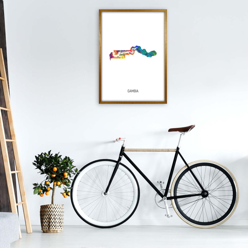 Gambia Watercolour Map Art Print by Michael Tompsett A1 Print Only
