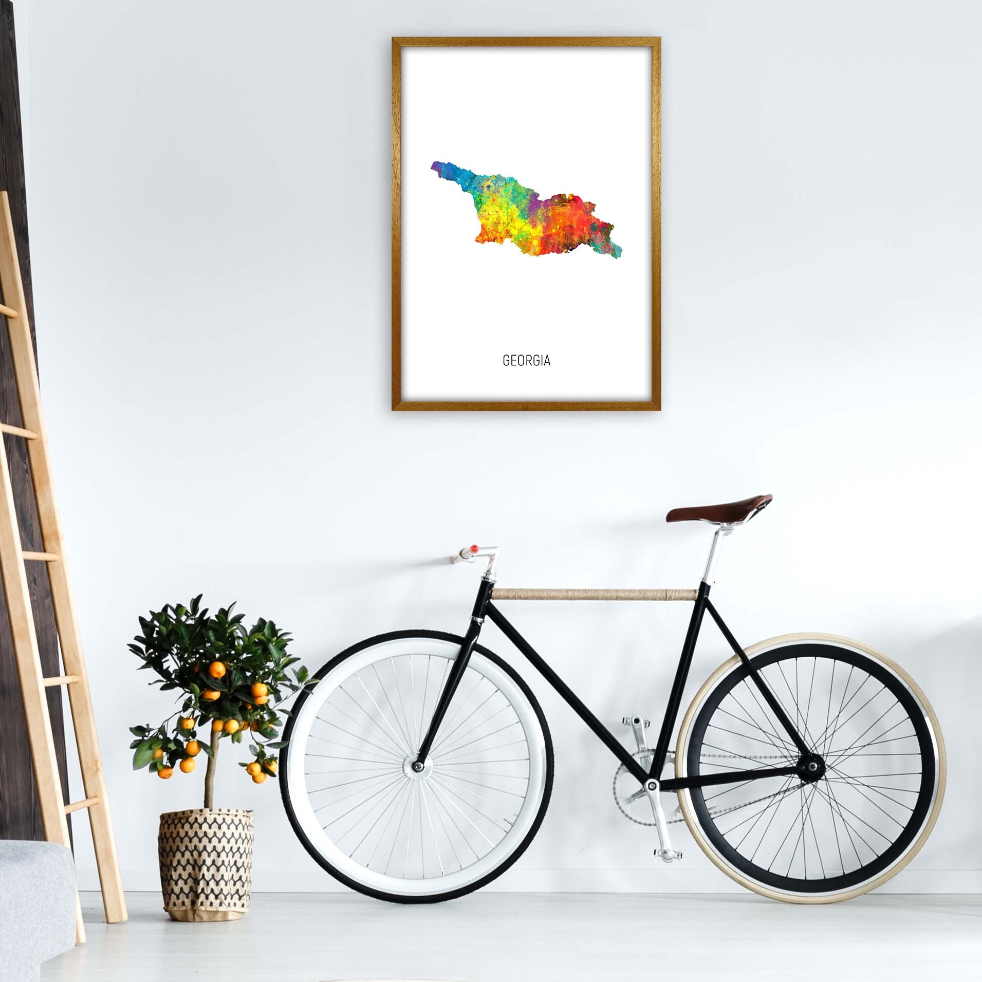 Georgia Watercolour Map Art Print by Michael Tompsett A1 Print Only
