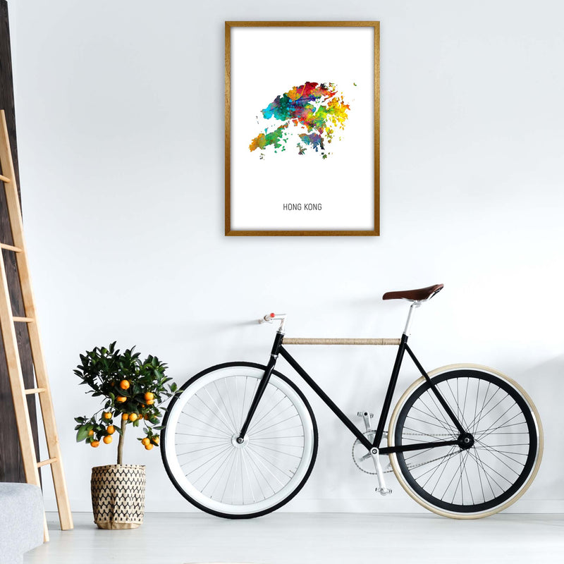 Hong Kong Watercolour Map Art Print by Michael Tompsett A1 Print Only