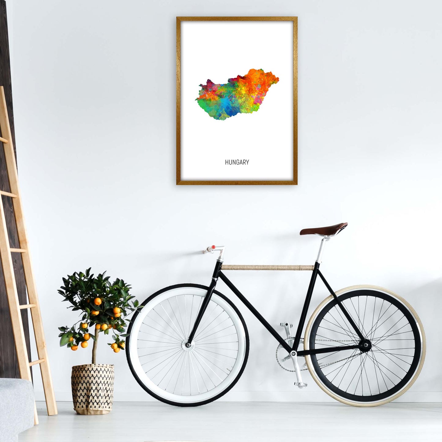 Hungary Watercolour Map Art Print by Michael Tompsett A1 Print Only