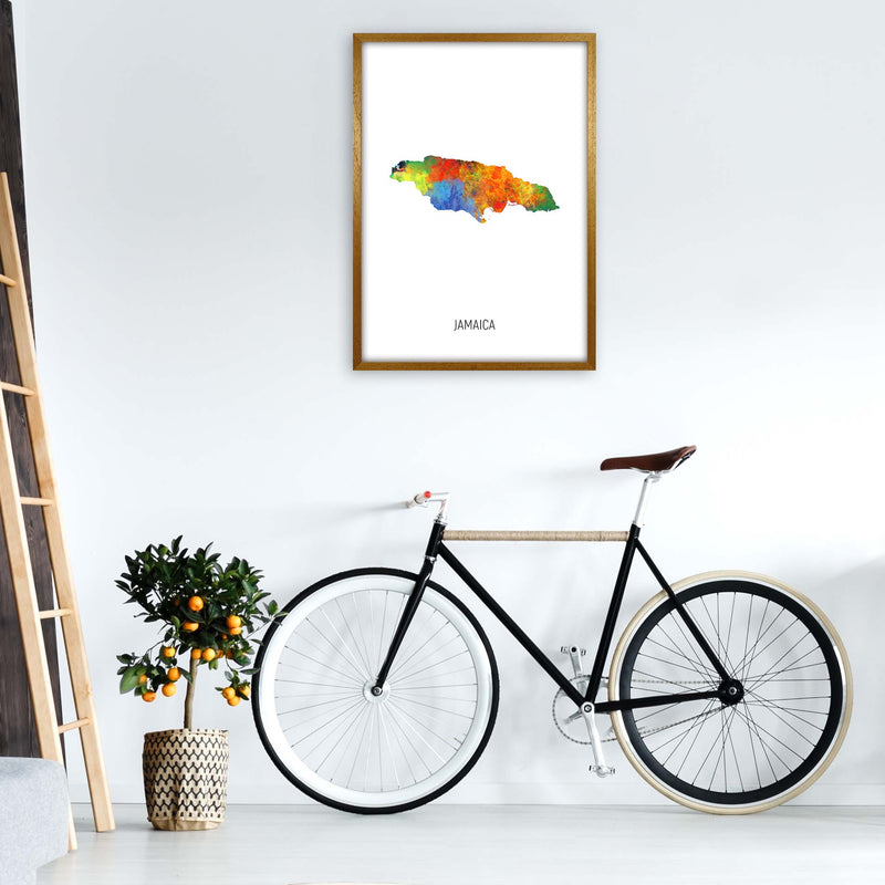Jamaica Watercolour Map Art Print by Michael Tompsett A1 Print Only