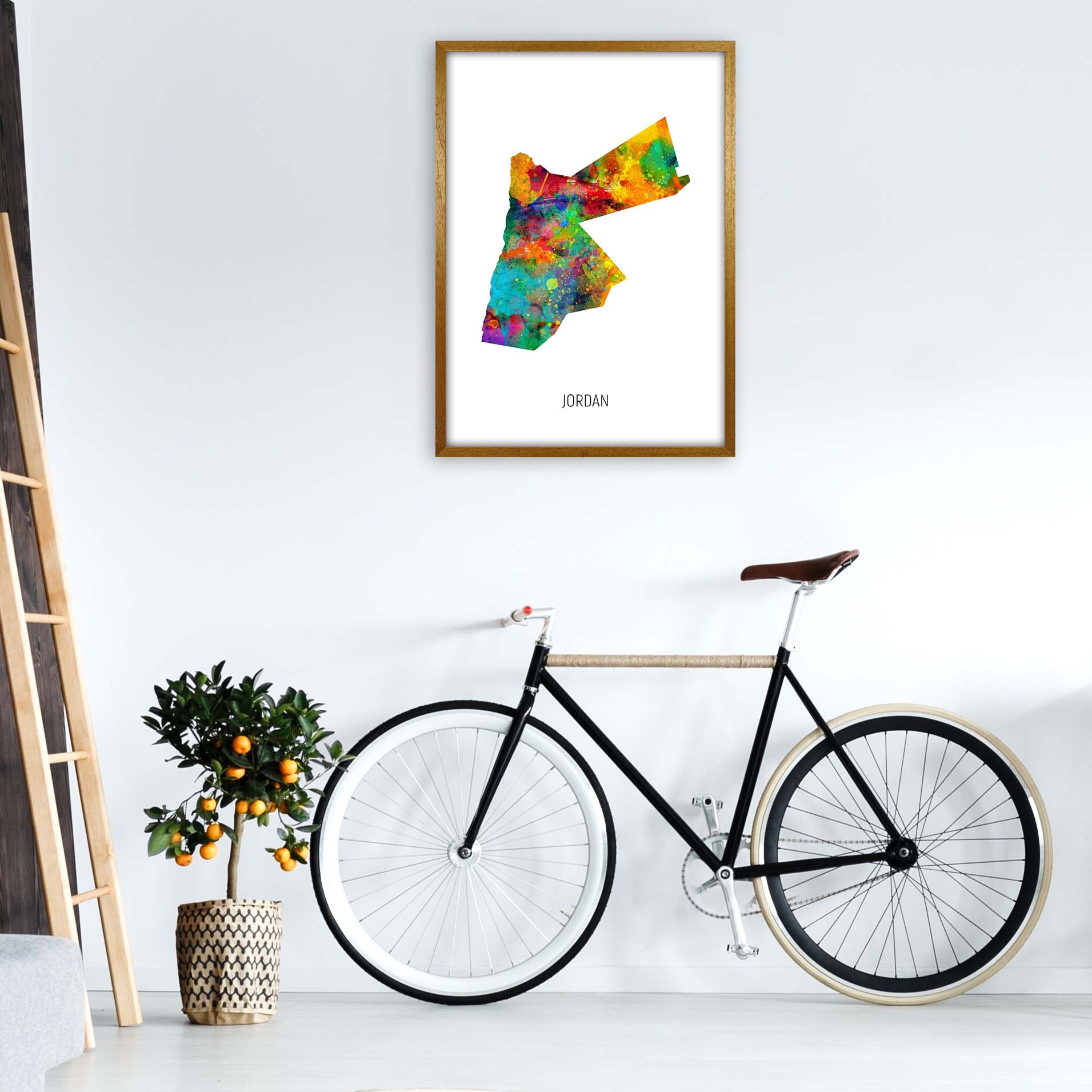 Jordan Watercolour Map Art Print by Michael Tompsett A1 Print Only