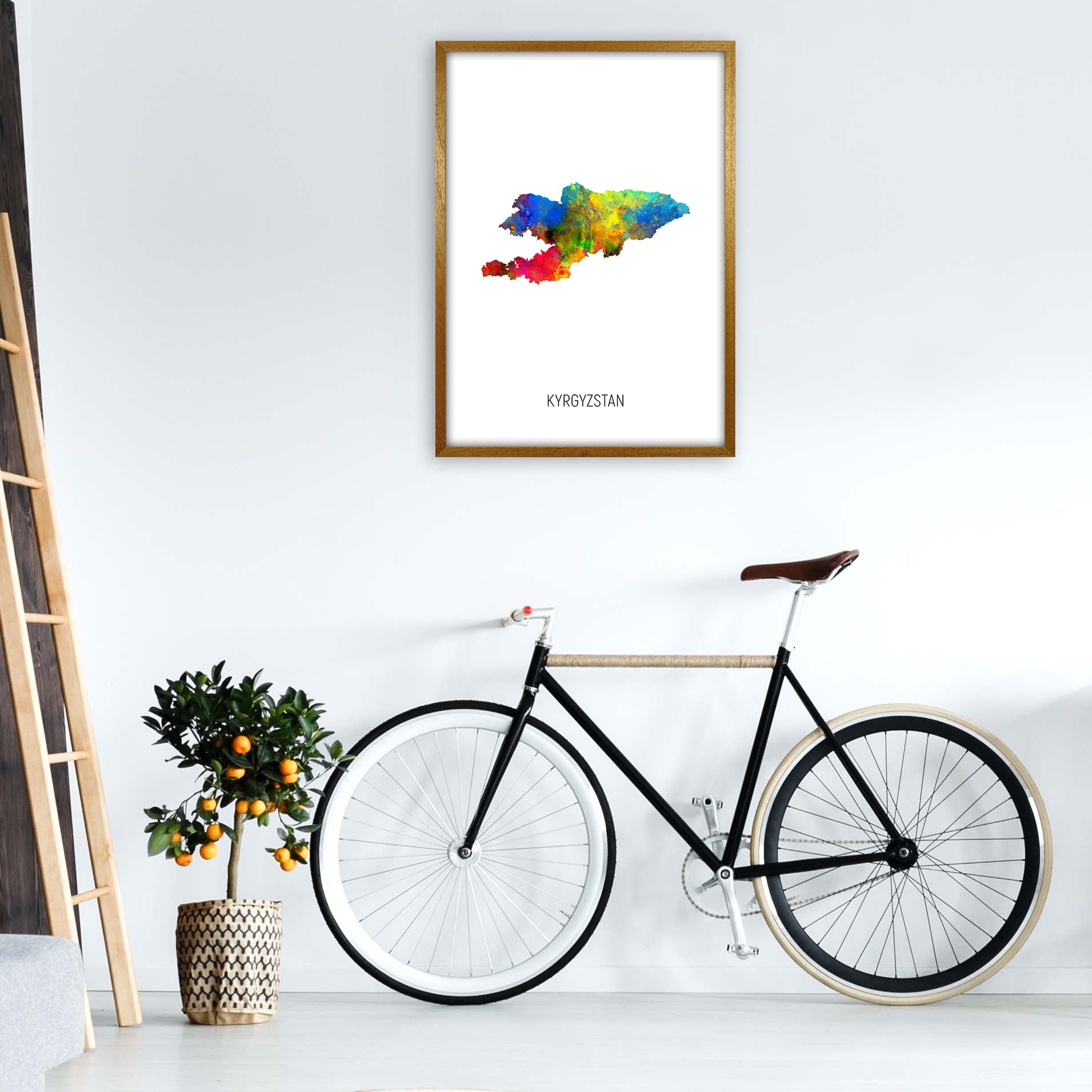 Kyrgyzstan Watercolour Map Art Print by Michael Tompsett A1 Print Only