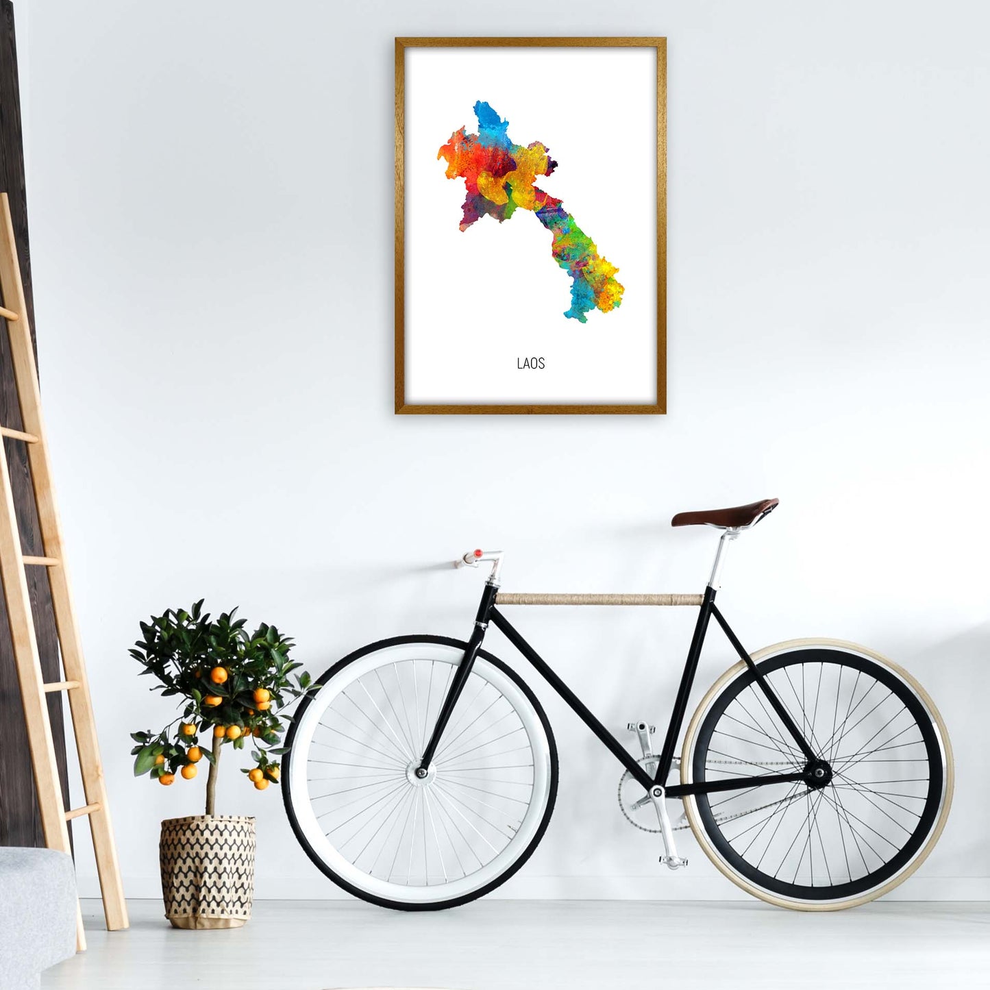 Laos Watercolour Map Art Print by Michael Tompsett A1 Print Only