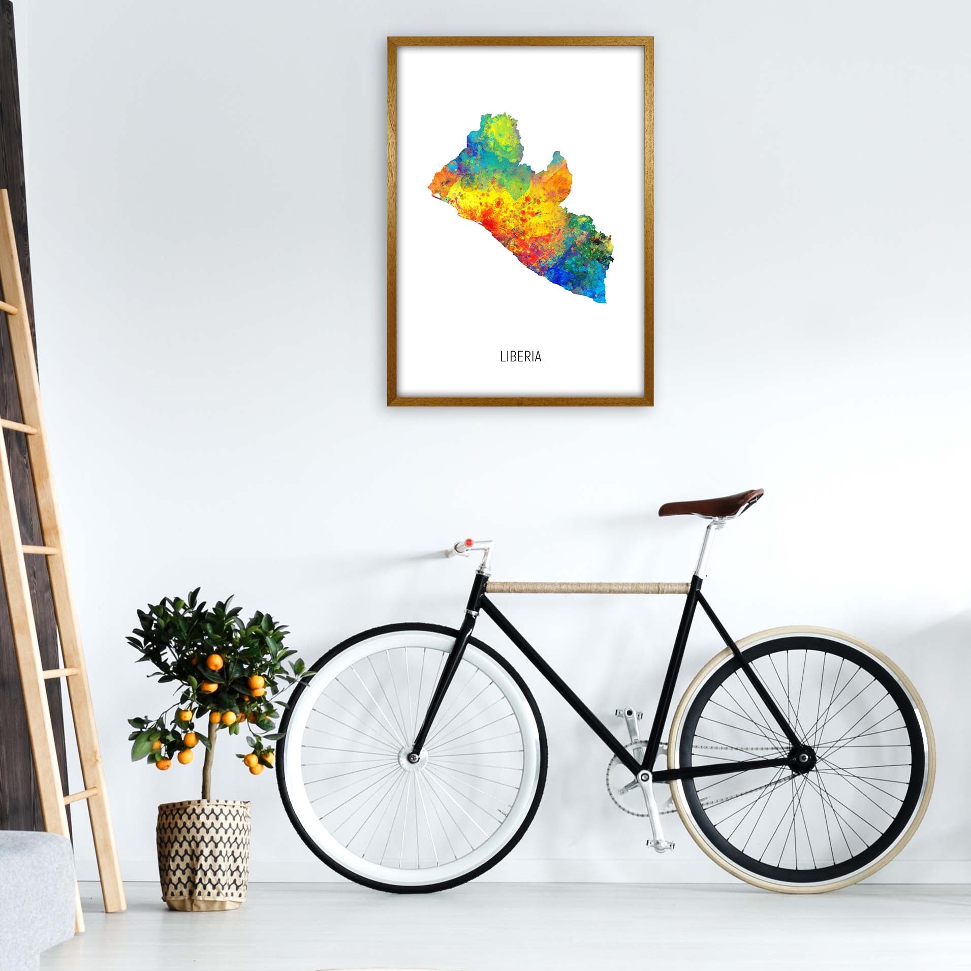 Liberia Watercolour Map Art Print by Michael Tompsett A1 Print Only
