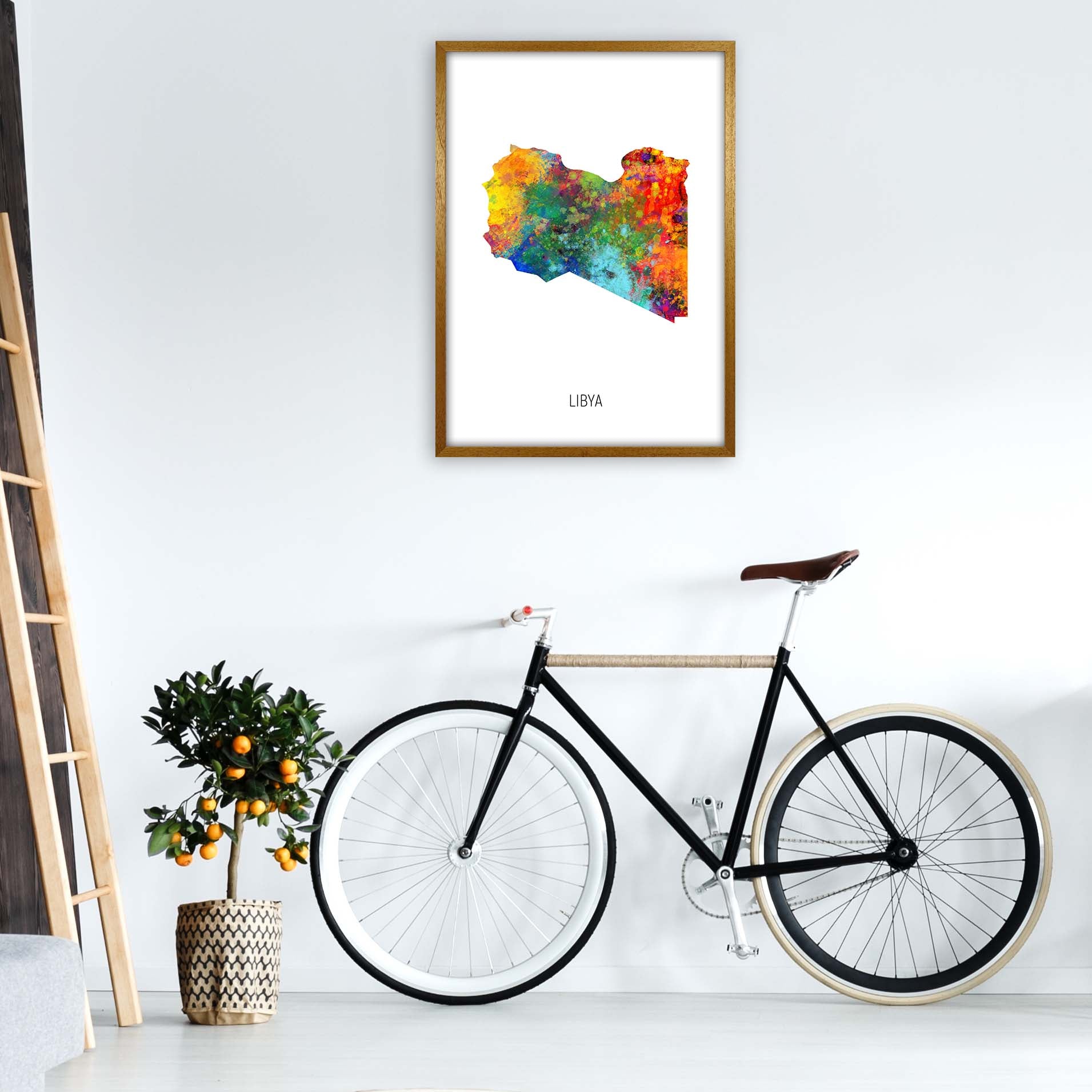 Libya Watercolour Map Art Print by Michael Tompsett A1 Print Only