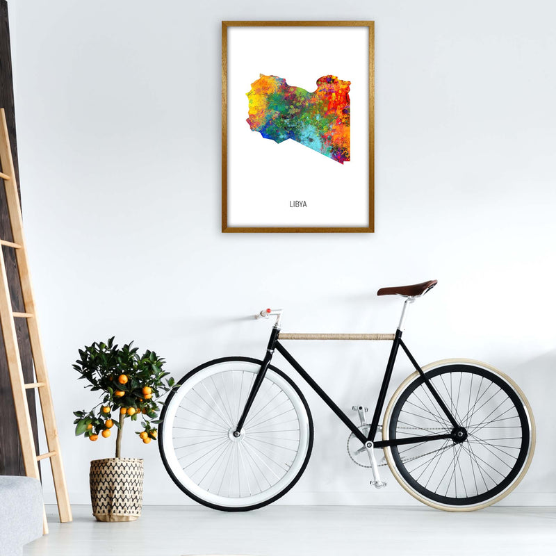 Libya Watercolour Map Art Print by Michael Tompsett A1 Print Only