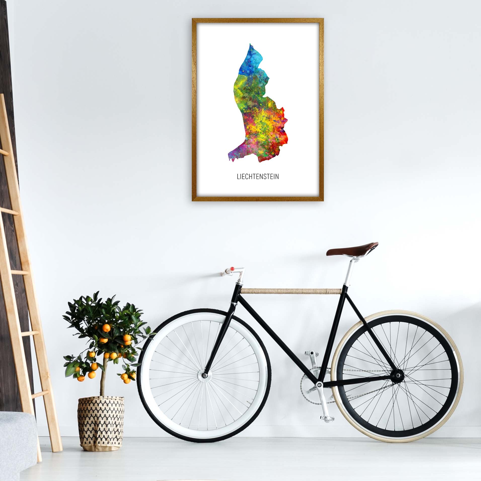 Liechtenstein Watercolour Map Art Print by Michael Tompsett A1 Print Only