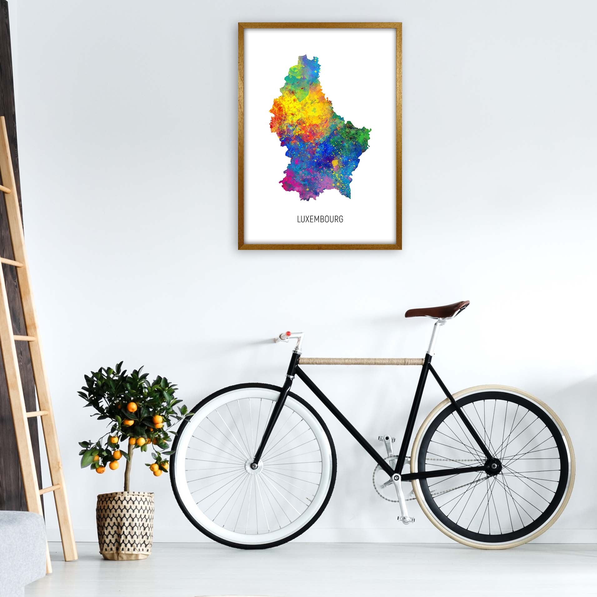 Luxembourg Watercolour Map Art Print by Michael Tompsett A1 Print Only