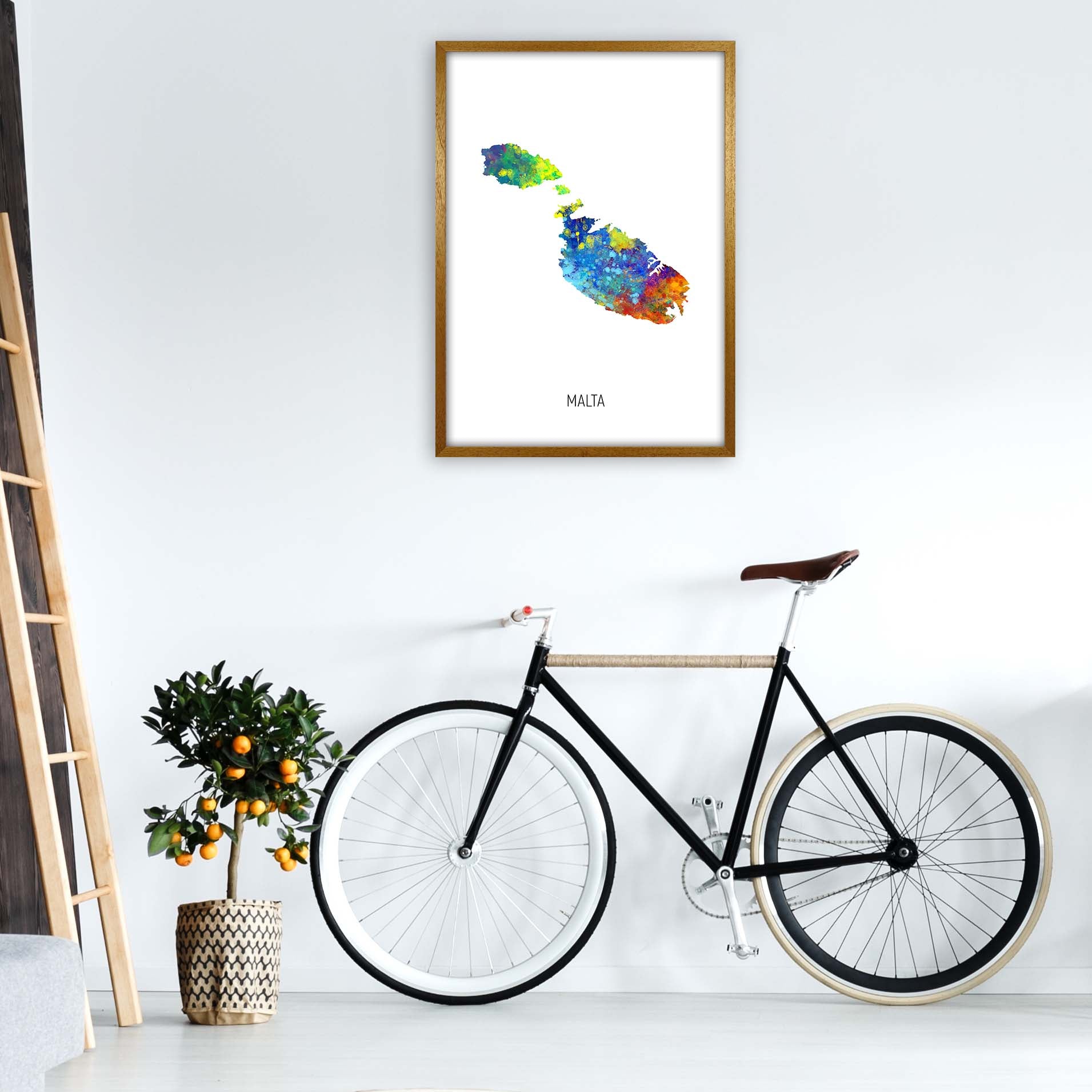 Malta Watercolour Map Art Print by Michael Tompsett A1 Print Only