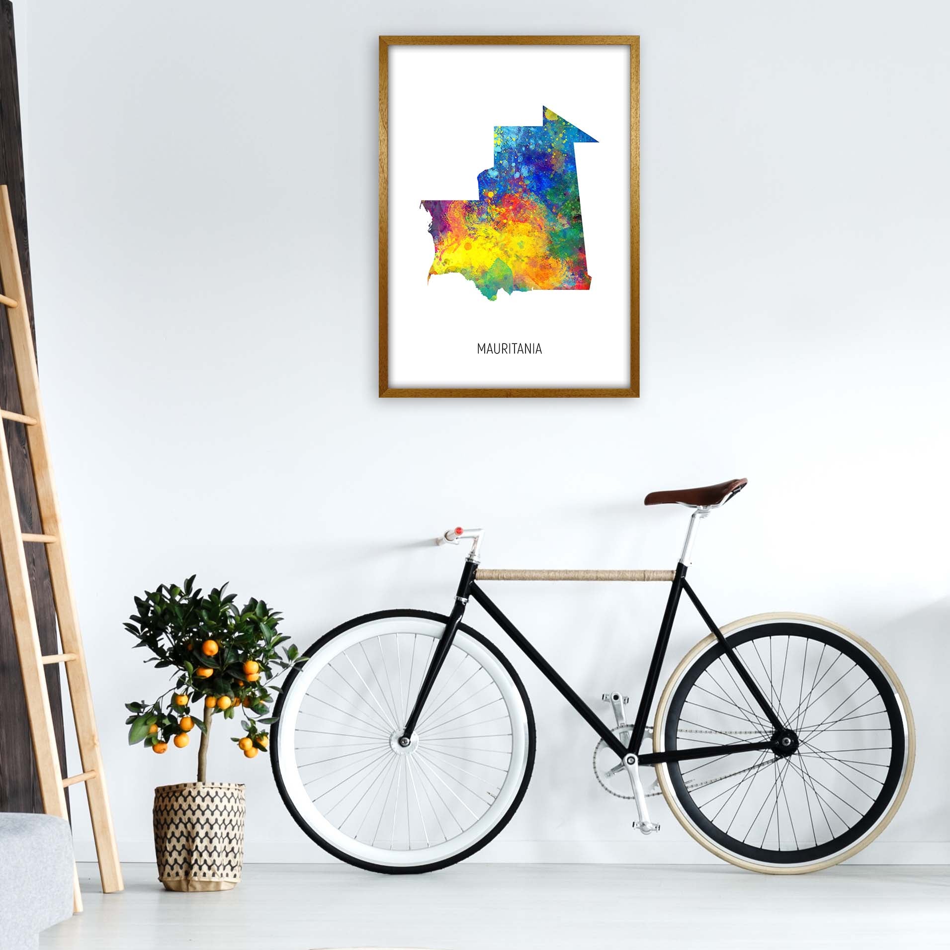 Mauritania Watercolour Map Art Print by Michael Tompsett A1 Print Only