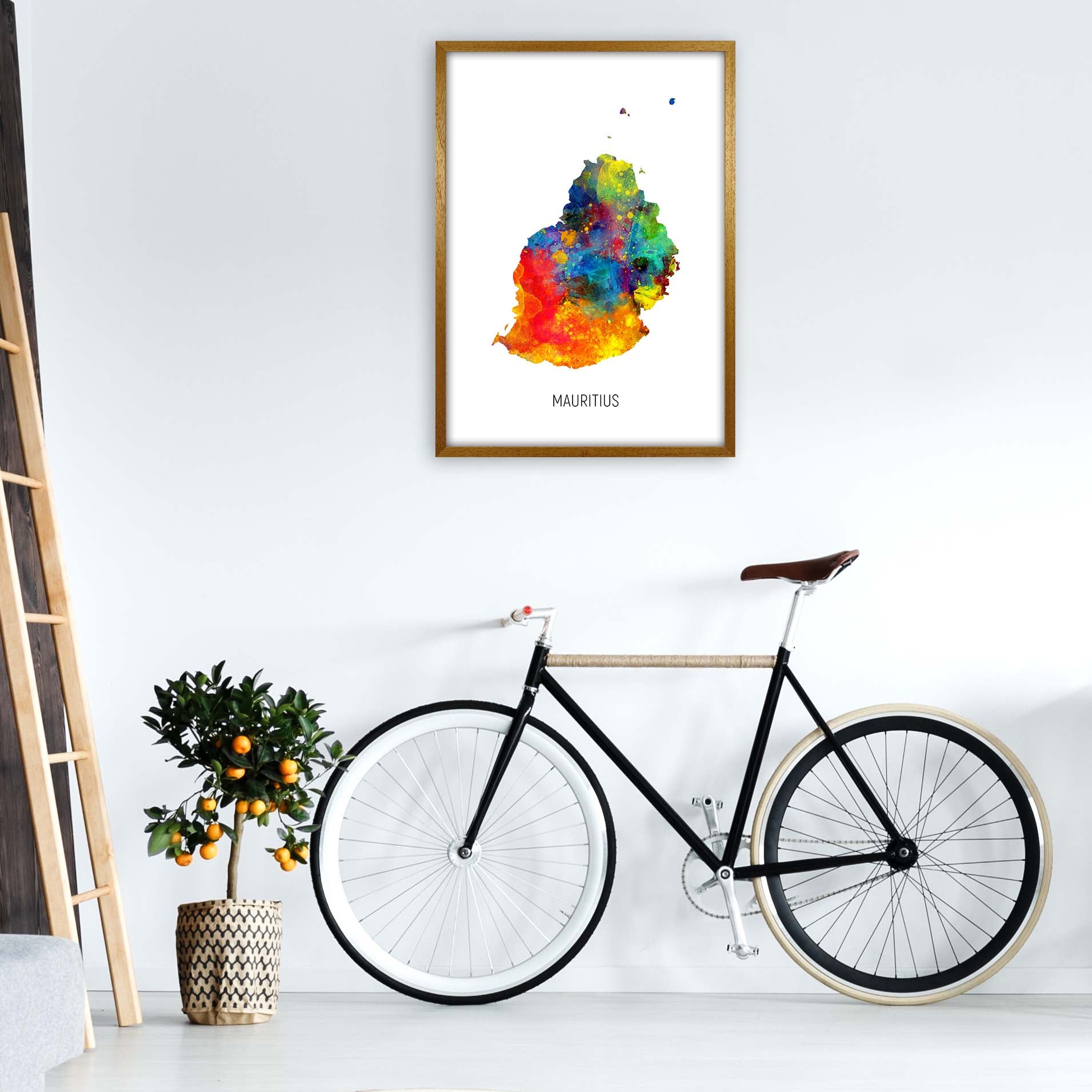 Mauritius Watercolour Map Art Print by Michael Tompsett A1 Print Only