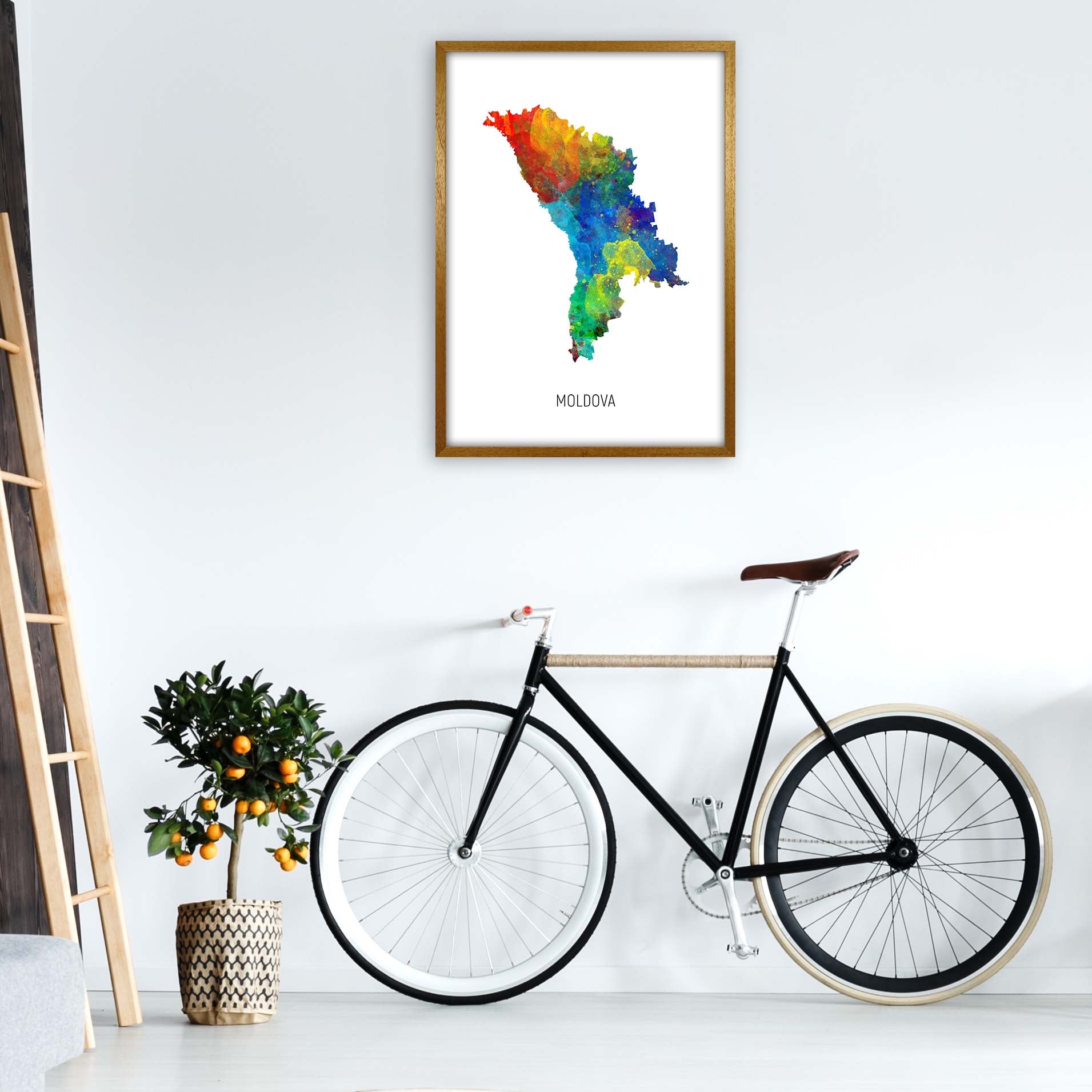 Moldova Watercolour Map Art Print by Michael Tompsett A1 Print Only