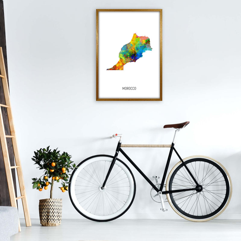 Morocco Watercolour Map Art Print by Michael Tompsett A1 Print Only