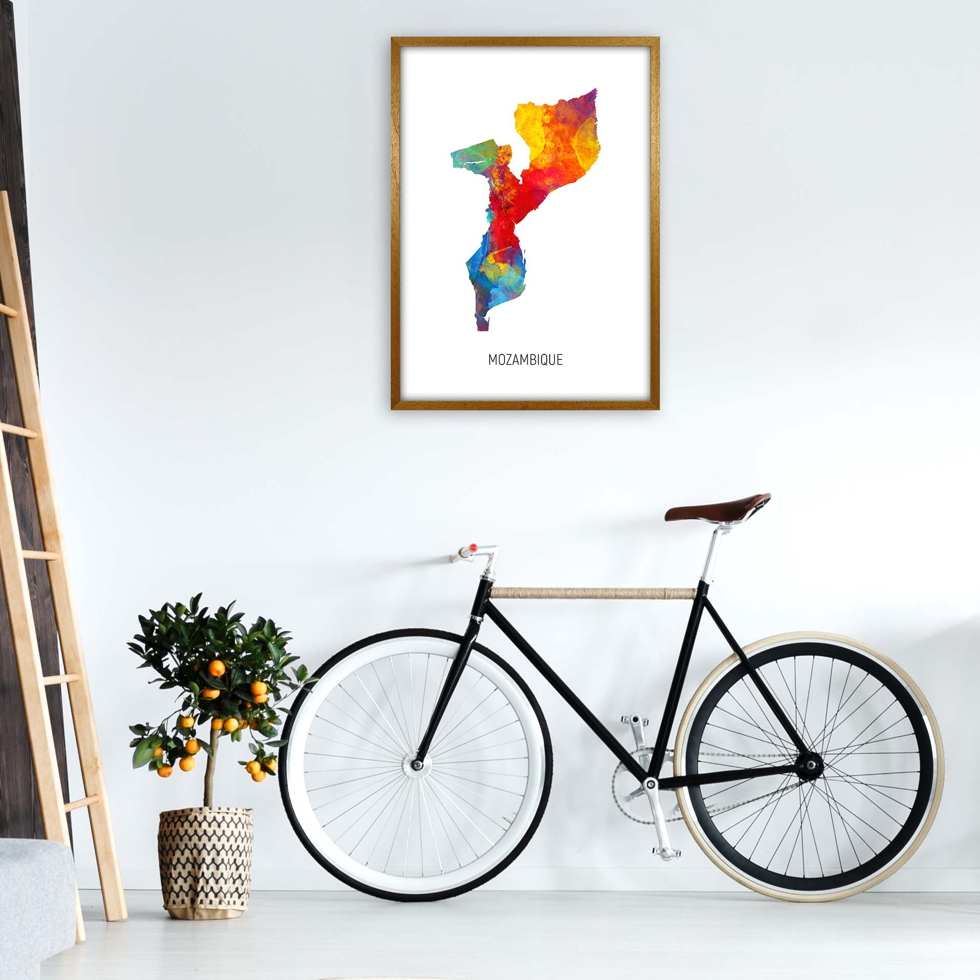 Mozambique Watercolour Map Art Print by Michael Tompsett A1 Print Only