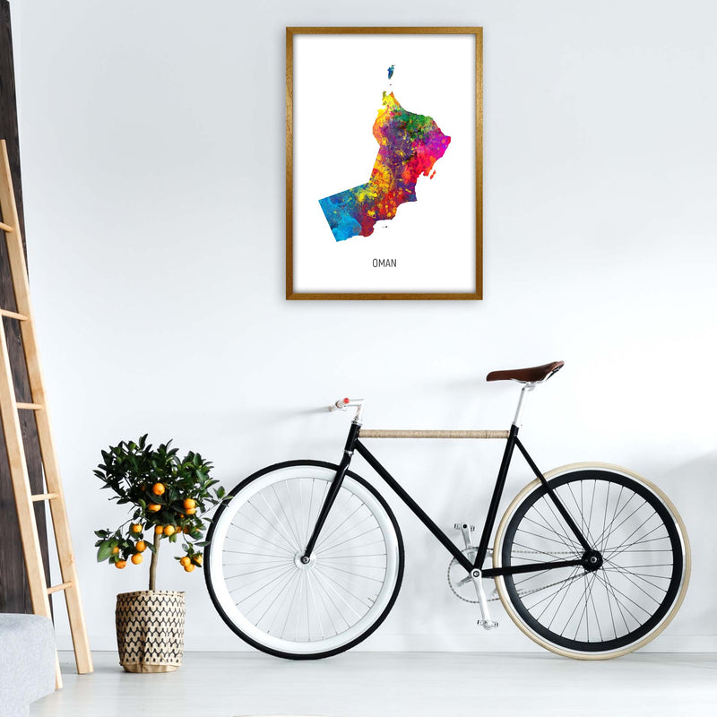 Oman Watercolour Map Art Print by Michael Tompsett A1 Print Only