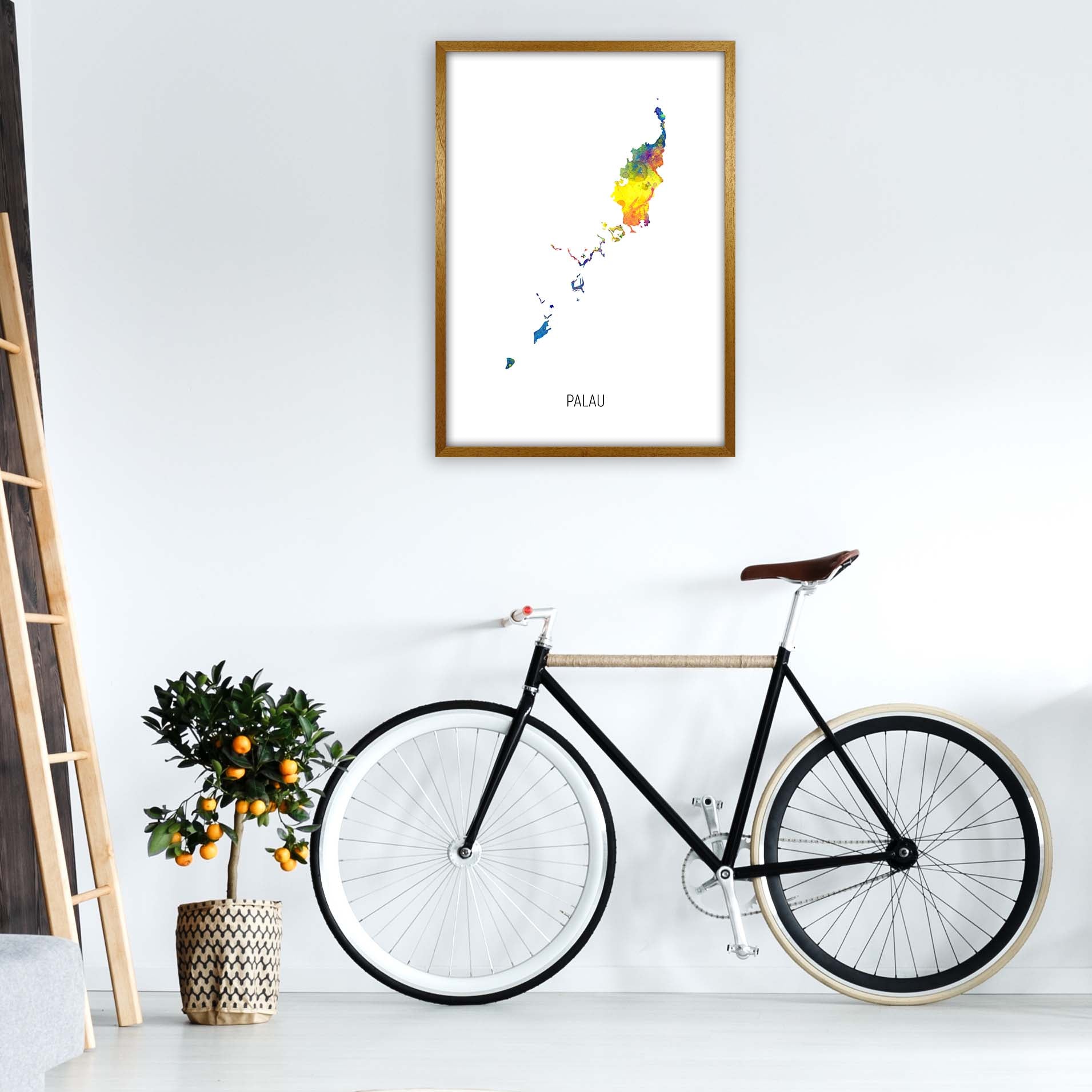 Palau Watercolour Map Art Print by Michael Tompsett A1 Print Only