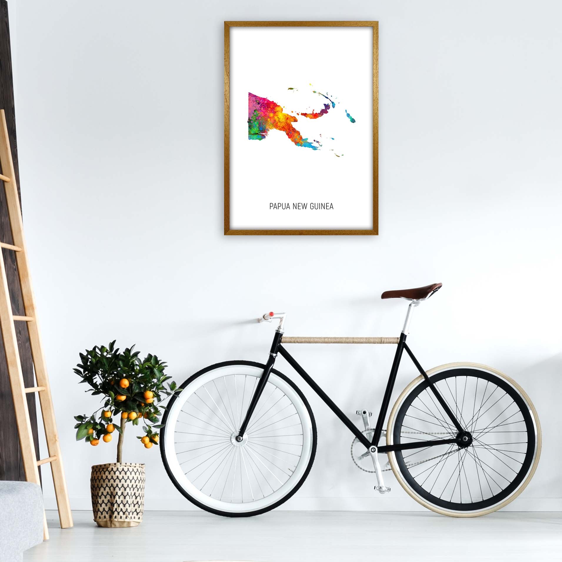 Papua New Guinea Watercolour Map Print by Michael Tompsett A1 Print Only