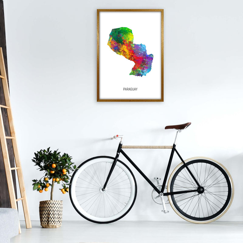 Paraguay Watercolour Map Art Print by Michael Tompsett A1 Print Only