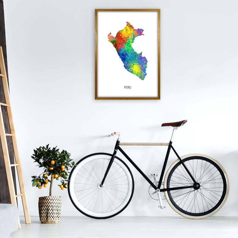 Peru Watercolour Map Art Print by Michael Tompsett A1 Print Only