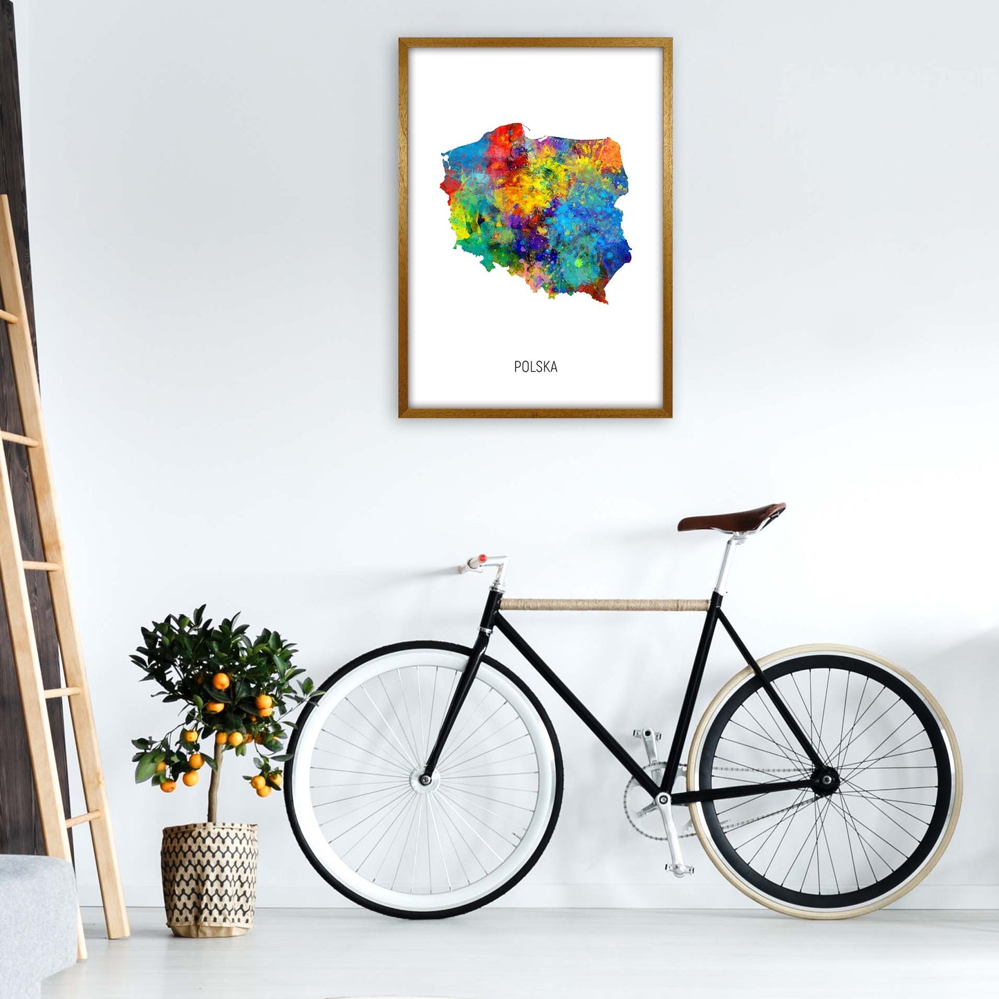 Polska Watercolour Map Art Print by Michael Tompsett A1 Print Only