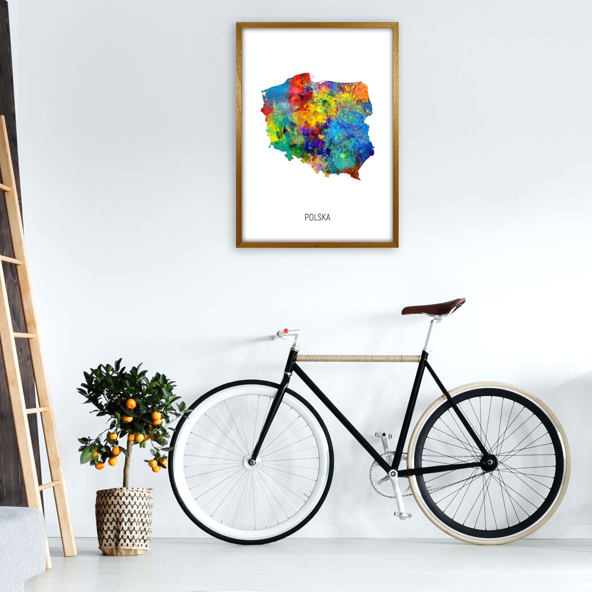 Polska Watercolour Map Art Print by Michael Tompsett A1 Print Only