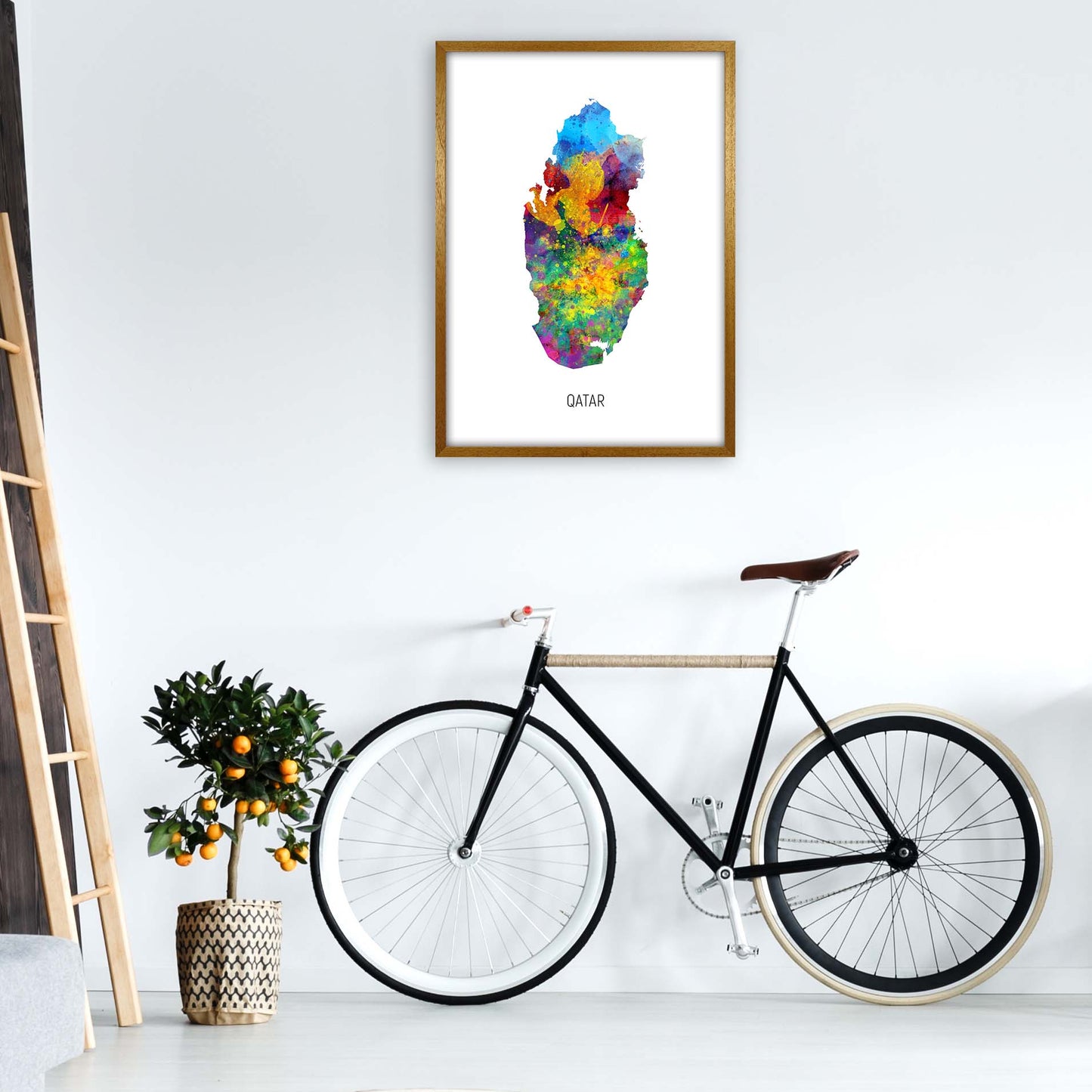 Qatar Watercolour Map Art Print by Michael Tompsett A1 Print Only