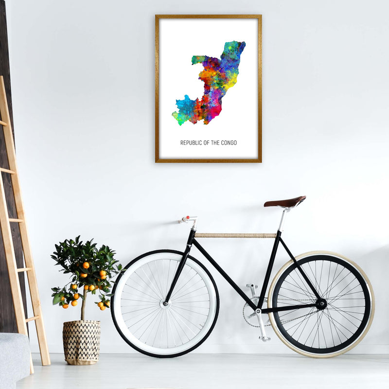 Republic Of The Congo Watercolour Map  by Michael Tompsett A1 Print Only