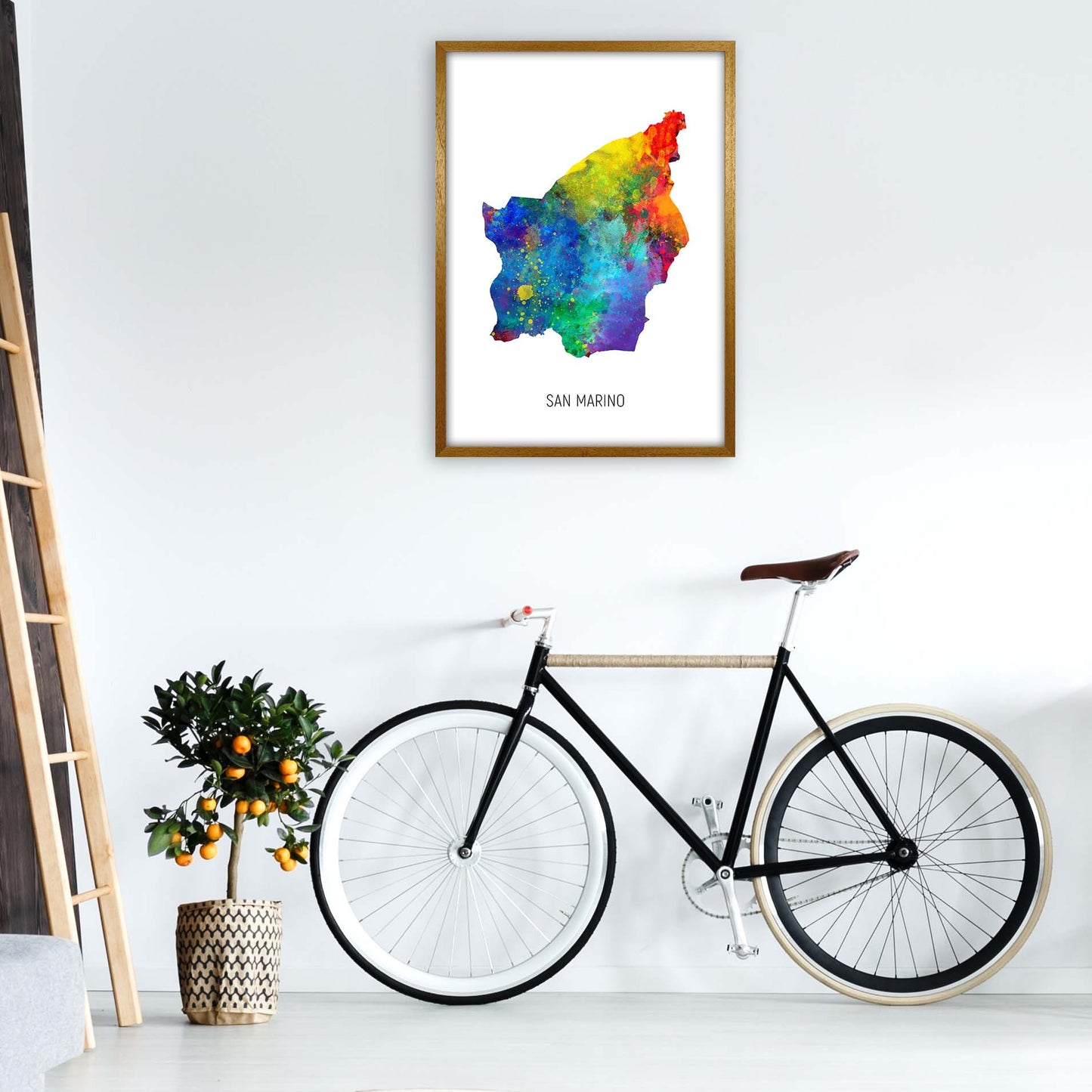 San Marino Watercolour Map Art Print by Michael Tompsett A1 Print Only