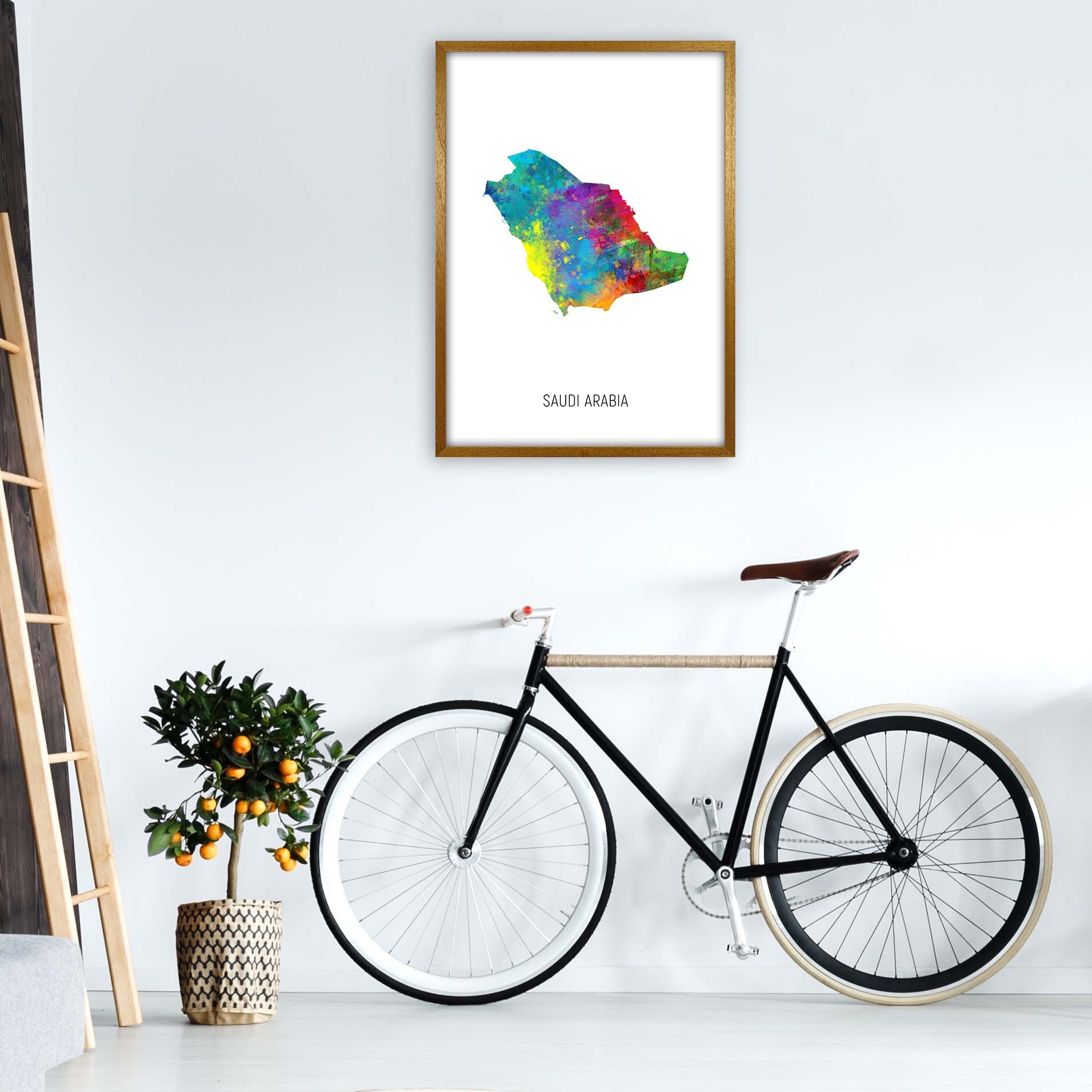 Saudi Arabia Watercolour Map Art Print by Michael Tompsett A1 Print Only