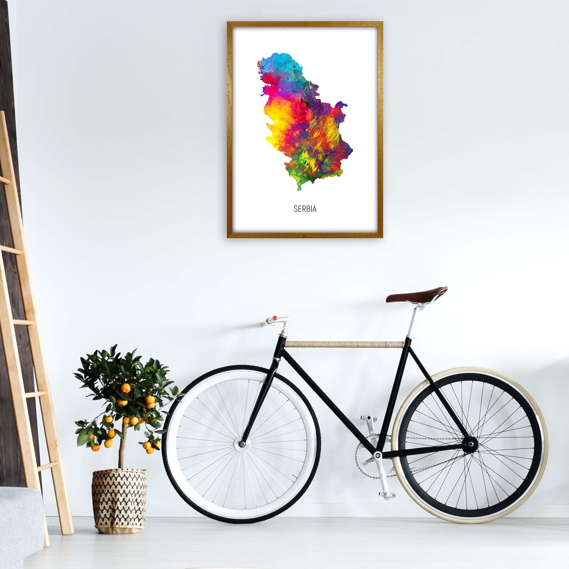 Serbia Watercolour Map Art Print by Michael Tompsett A1 Print Only