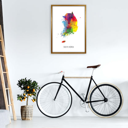 South Korea Watercolour Map Art Print by Michael Tompsett A1 Print Only