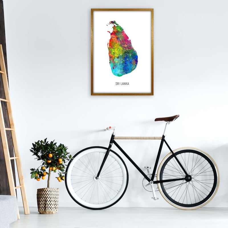 Sri Lanka Watercolour Map Art Print by Michael Tompsett A1 Print Only