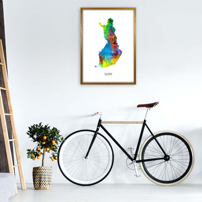 Suomi Watercolour Map Art Print by Michael Tompsett A1 Print Only