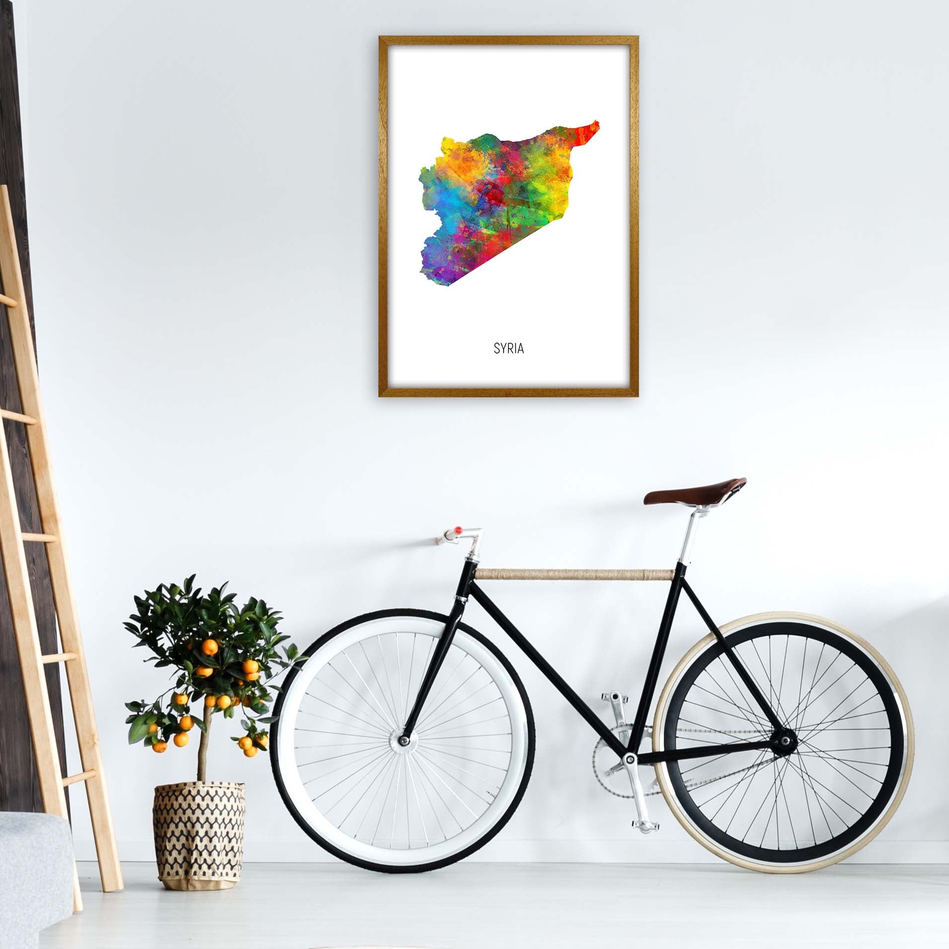 Syria Watercolour Map Art Print by Michael Tompsett A1 Print Only