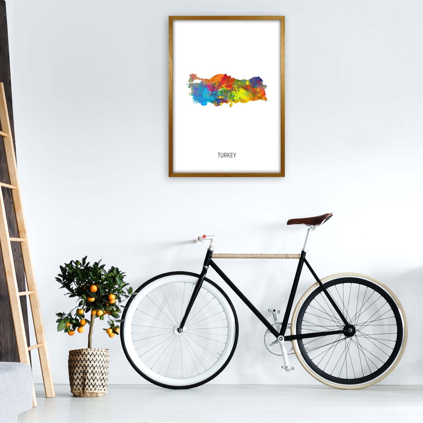 Turkey Watercolour Map Art Print by Michael Tompsett A1 Print Only