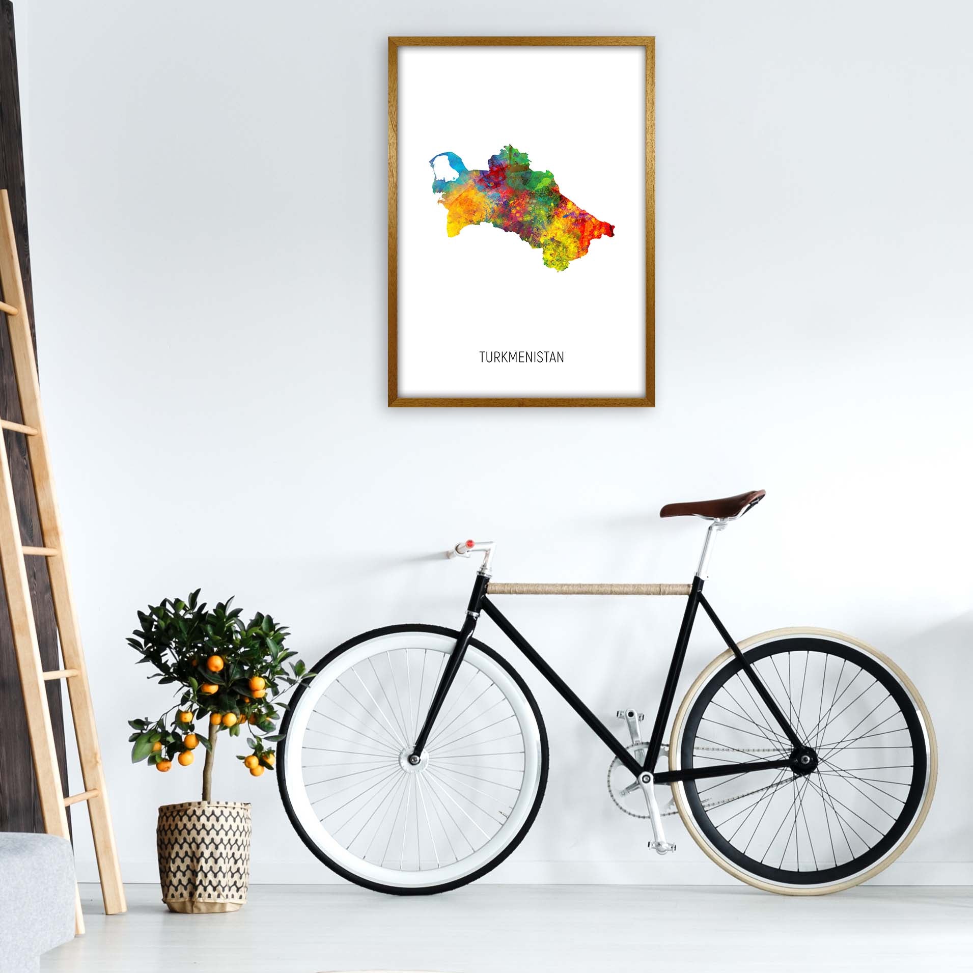 Turkmenistan Watercolour Map Art Print by Michael Tompsett A1 Print Only