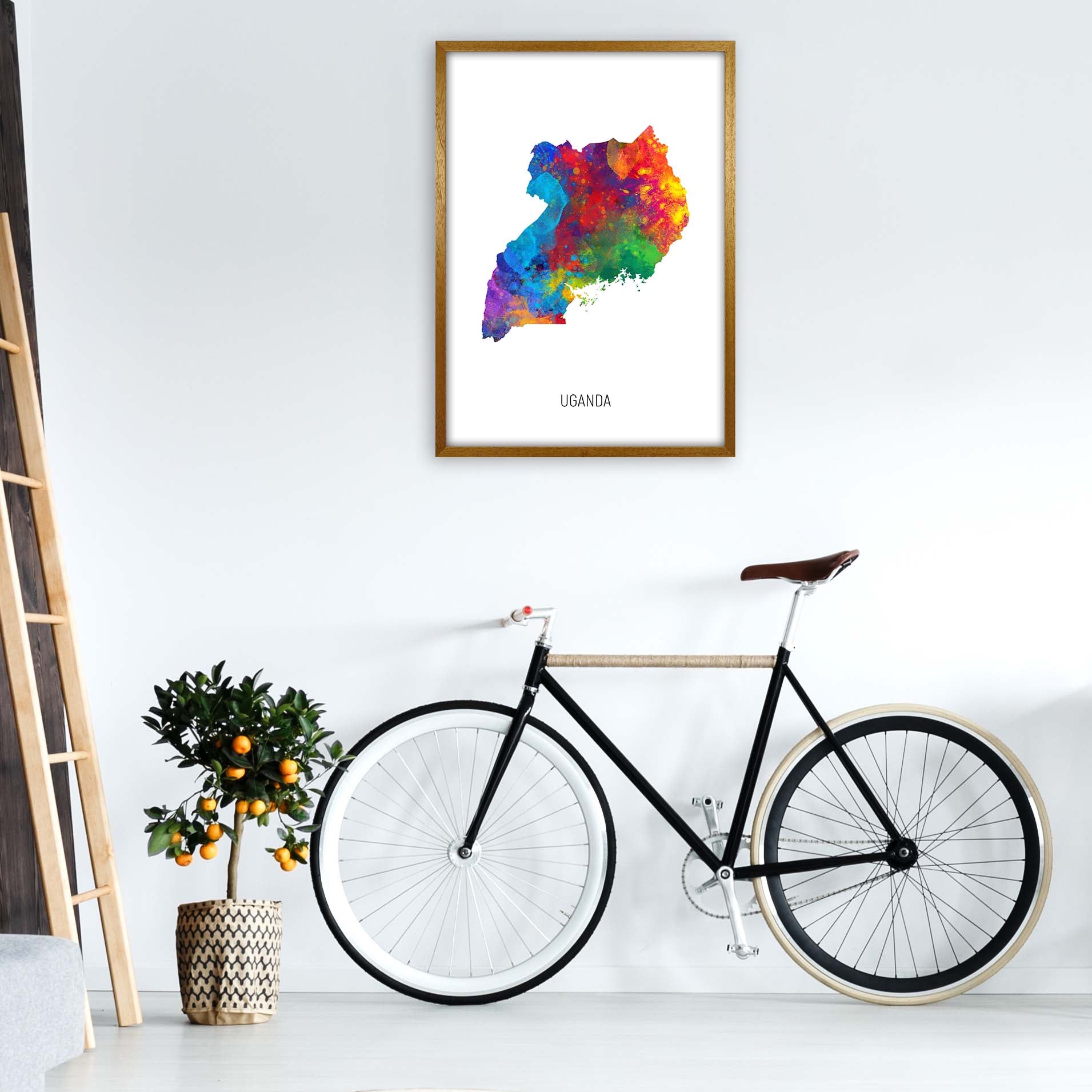 Uganda Watercolour Map Art Print by Michael Tompsett A1 Print Only