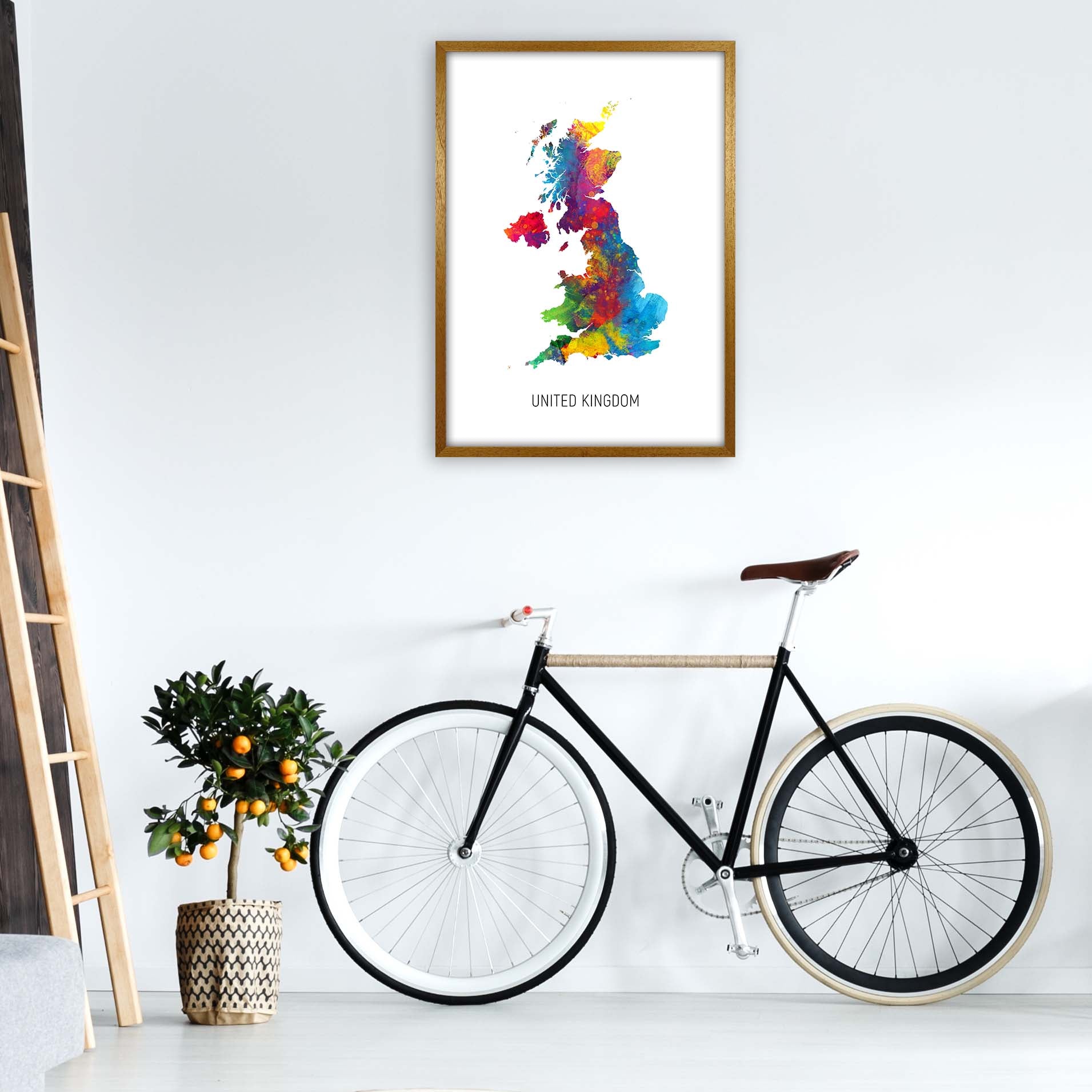 United Kingdom Watercolour Map Art Print by Michael Tompsett A1 Print Only