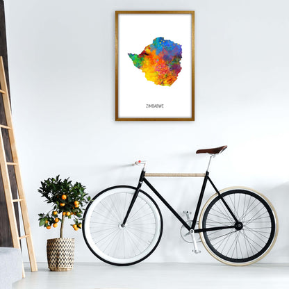 Zimbabwe Watercolour Map Art Print by Michael Tompsett A1 Print Only