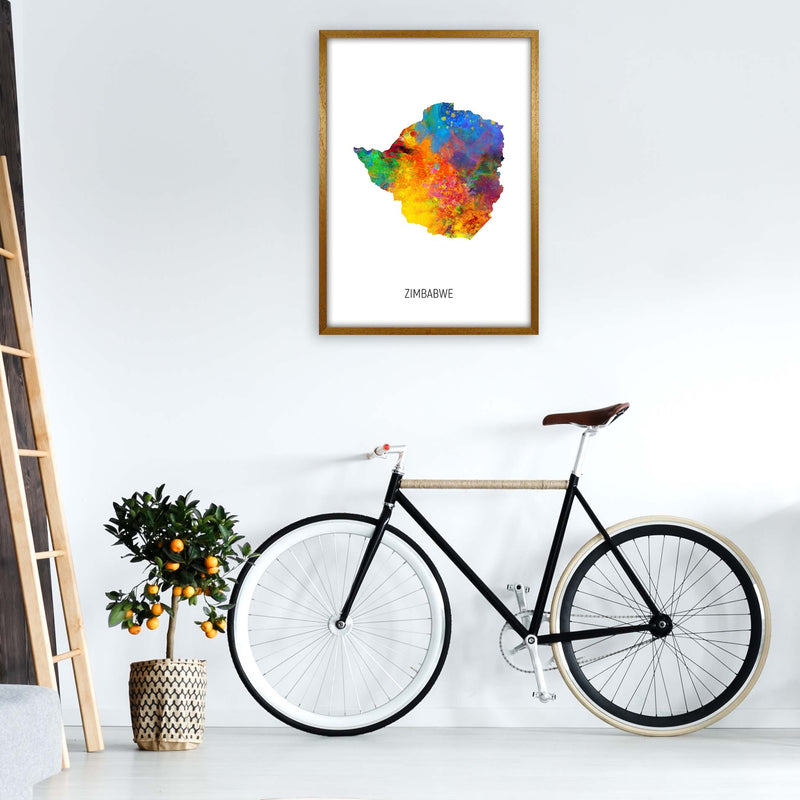 Zimbabwe Watercolour Map Art Print by Michael Tompsett A1 Print Only