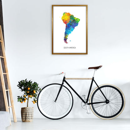 South America Watercolour Map Art Print by Michael Tompsett A1 Print Only