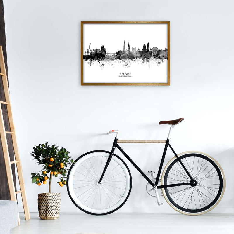 Belfast Northern Ireland Skyline Black White City Name  by Michael Tompsett A1 Print Only