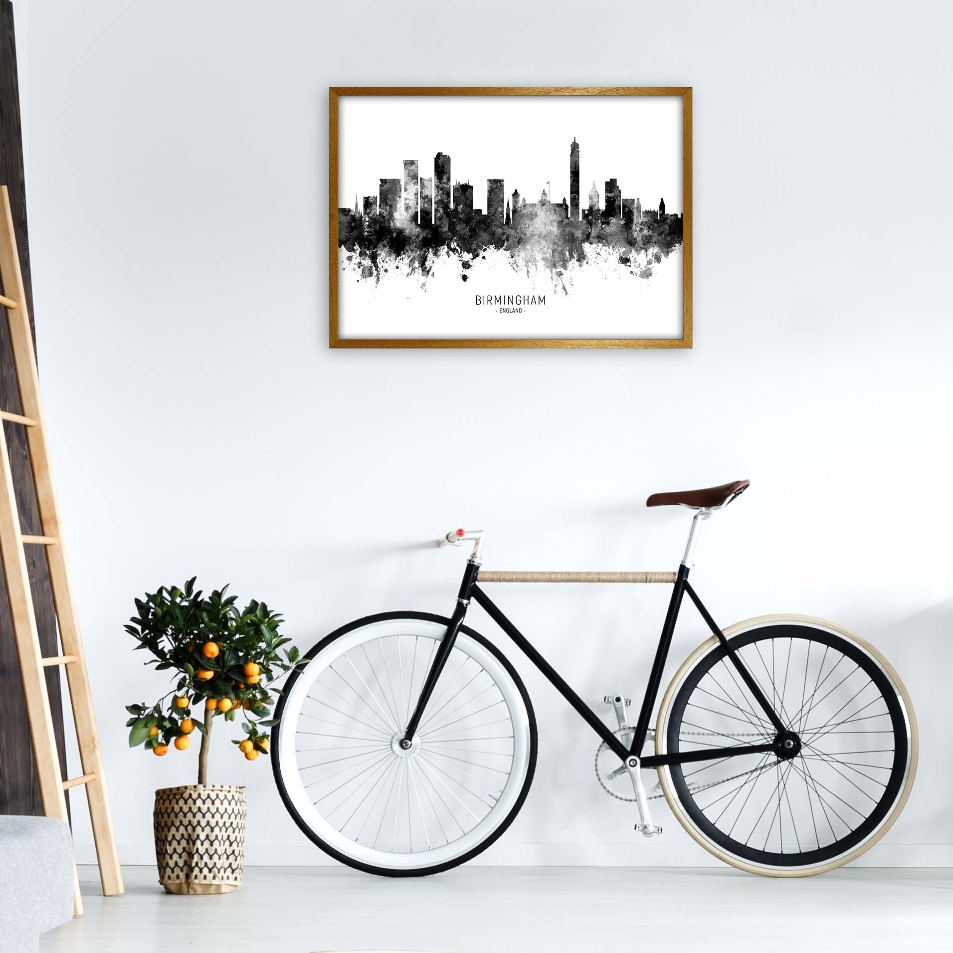 Birmingham England Skyline Black White City Name  by Michael Tompsett A1 Print Only