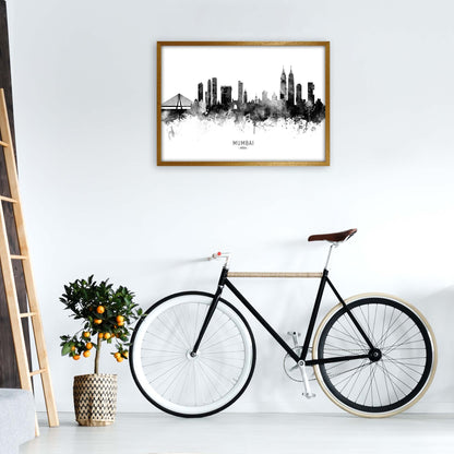 Mumbai India Skyline Black White City Name  by Michael Tompsett A1 Print Only