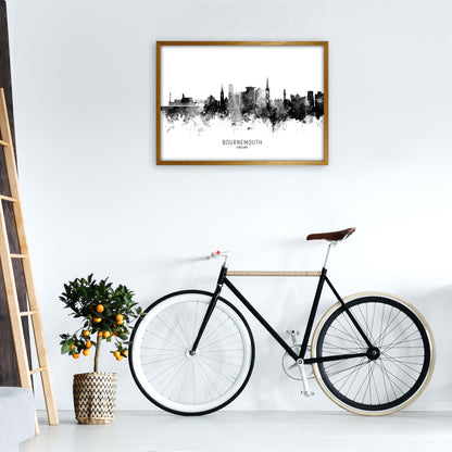 Bournemouth England Skyline Black White City Name  by Michael Tompsett A1 Print Only